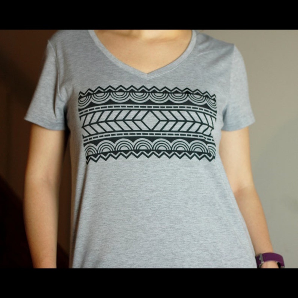 Grey Shirt with Black Design - women’s sizing